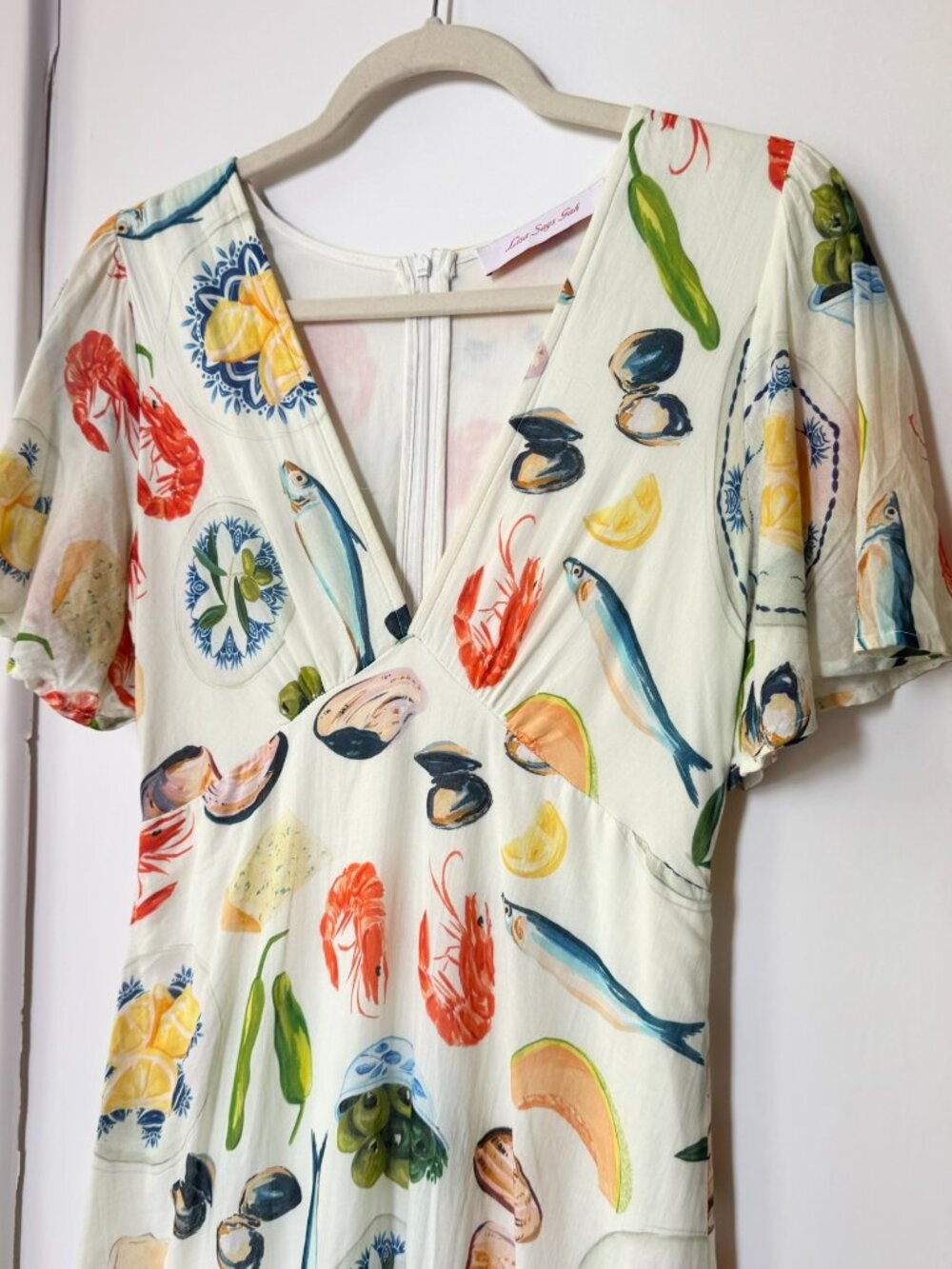Lisa Says Gah Grace Midi Dress Ivory Tapas XS - Picture 14 of 16